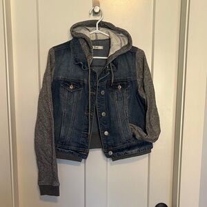 Dex Blue and Gray Jean Jacket with Hood
